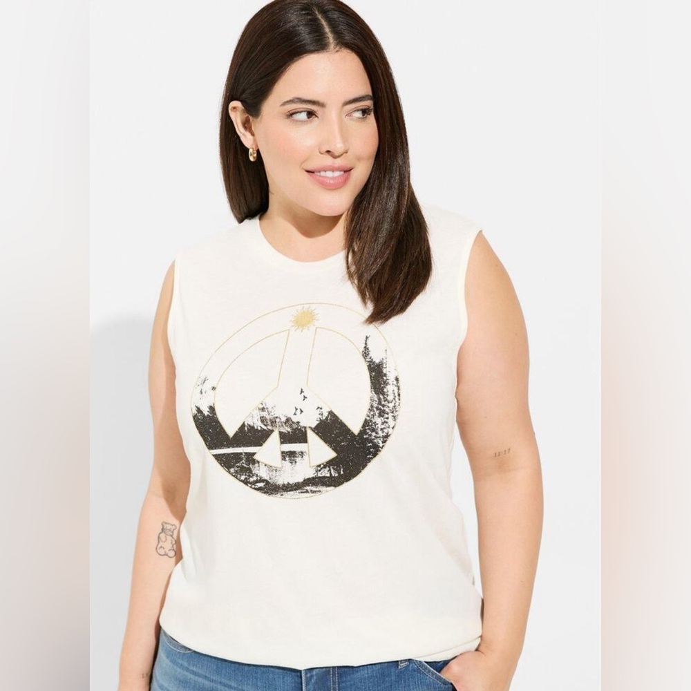 Torrid Peace Nature Relaxed Fit Sleeveless Cotton Tank 1X